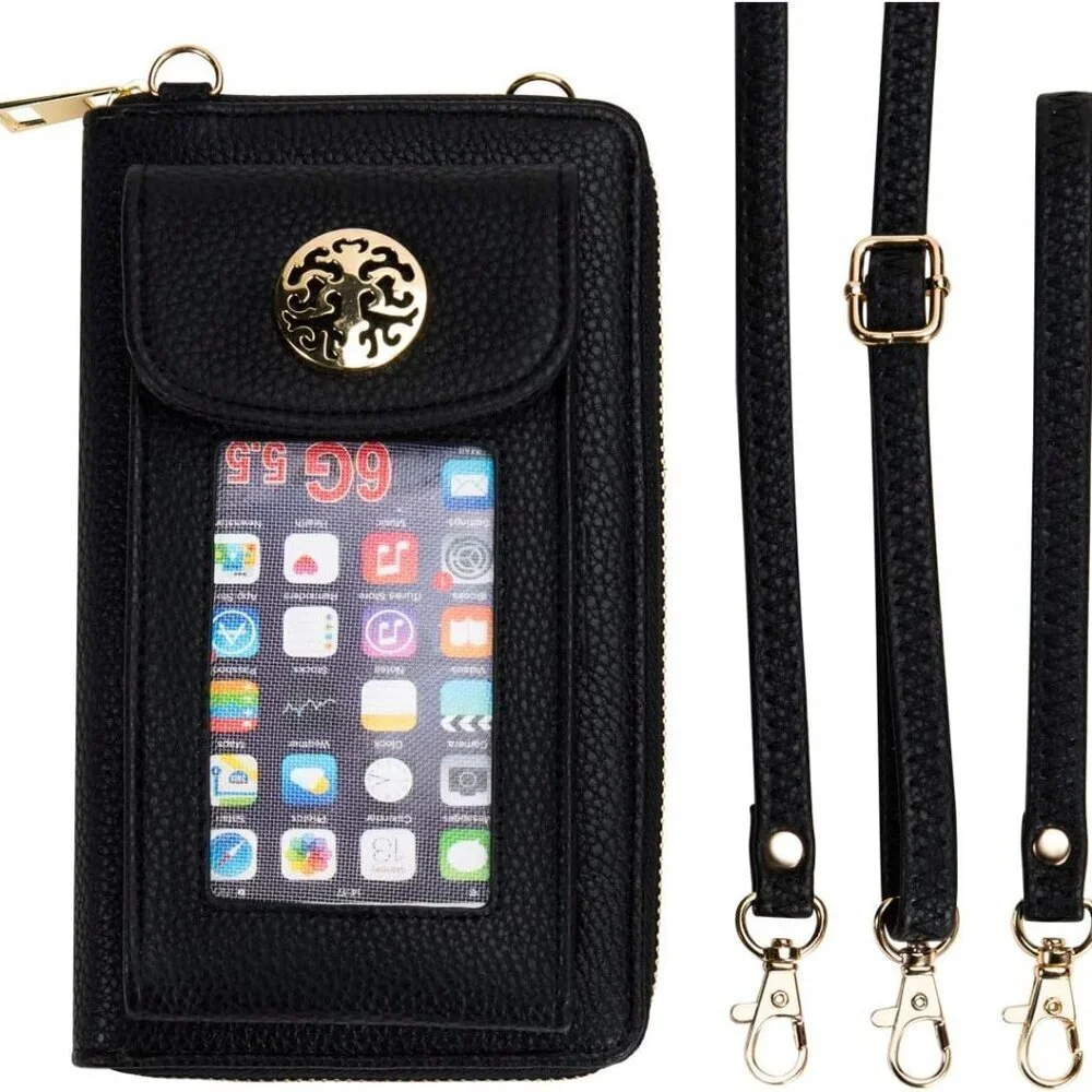 Small Crossbody Purse RFID Cell Phone Wallet Women Wristlet Black